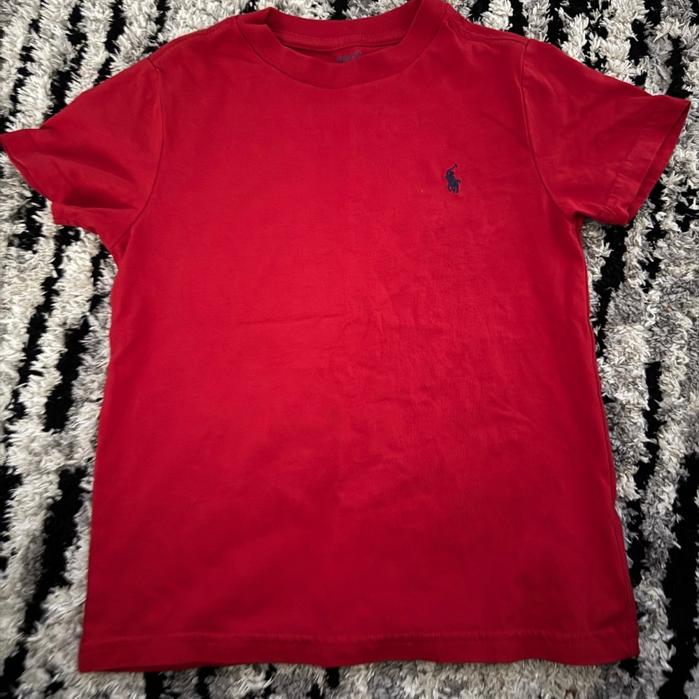 Cotton Jersey Crewneck Tee- Boys 2-7- RL Red- Size 5